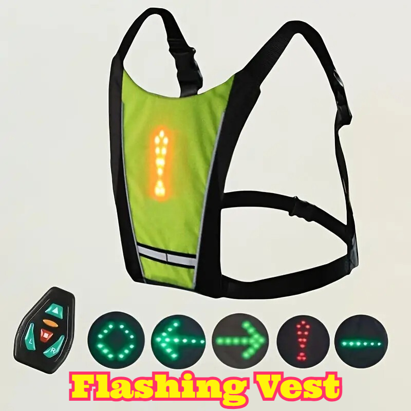 Cycling Visibility Gear - LED-afstandsbediening veiligheidsvest richtingaanwijzer hoge zichtbaarheid waarschuwingsuitrusting