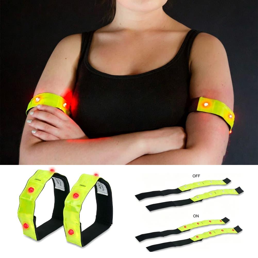 Cycling Visibility Gear - LED-reflecterende armband met flitsende, stabiele lichtmodi,
